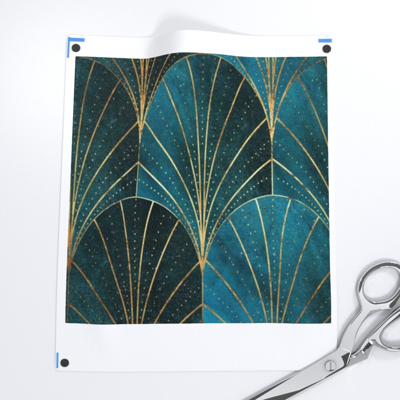 1920S Fans Art Deco Glam Ombre Blue Geometric Vintage Retro 20S Flappers Dark Teal Custom Printed Fabric by Spoonflower Various Fabrics by the Yard or Fat Quarter